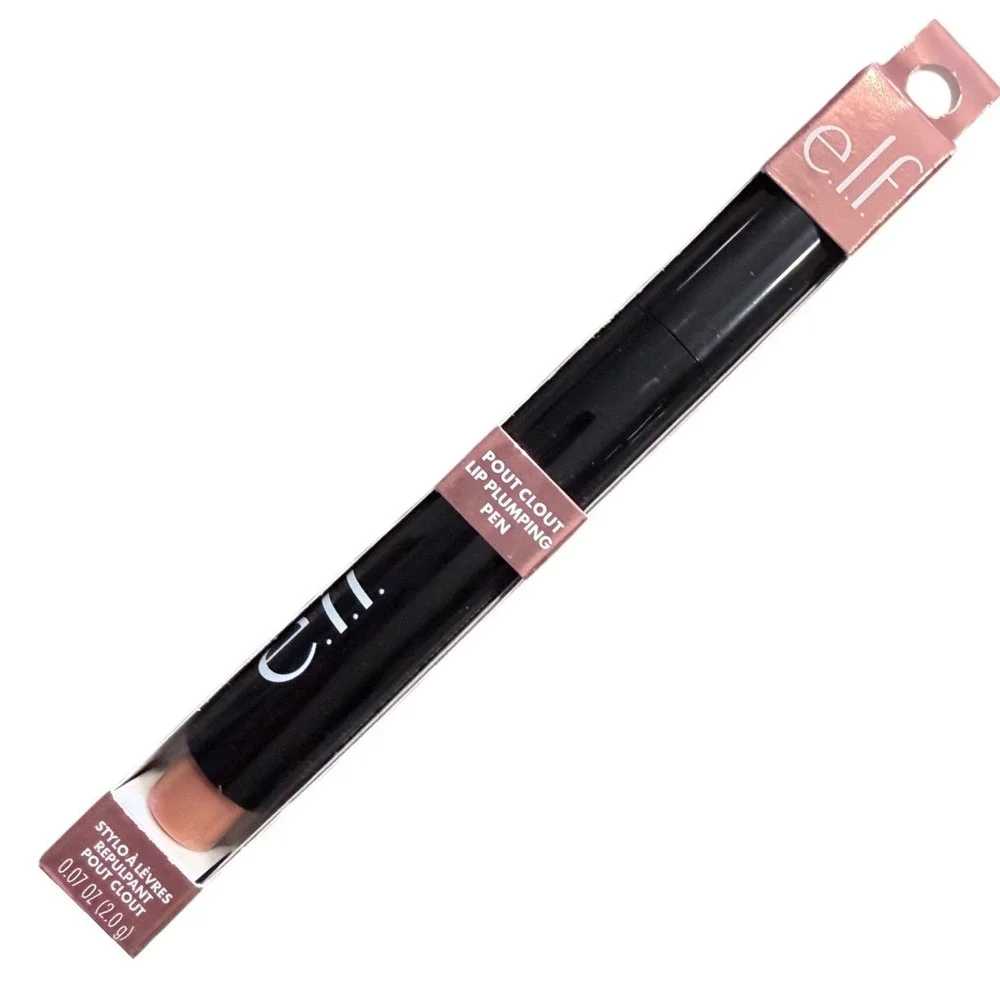 elf Pout Clout Lip Plumping Pen 3-in-1 Gloss Balm Clickable Sheer Pink Nude New